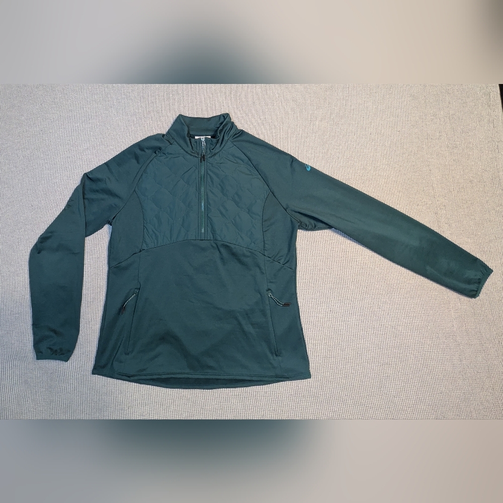 Asics Teal Quilted Pullover with Zippered Pockets
